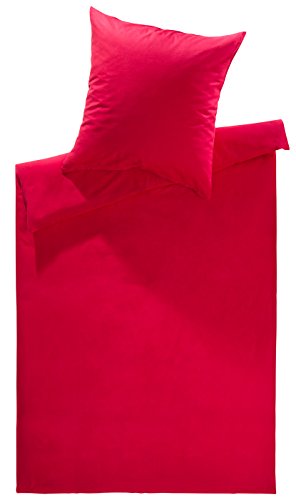Lorena Uni Feinflanell Bettwäsche Daphne rot Kissenbezug einzeln 40x40 cm