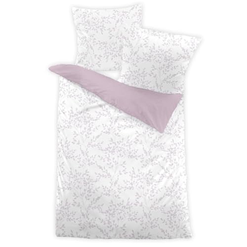 Dormisette Melange Flanell Bettwäsche Greve Flieder 1 Bettbezug 155 x 220 cm + 1 Kissenbezug 80 x 80 cm