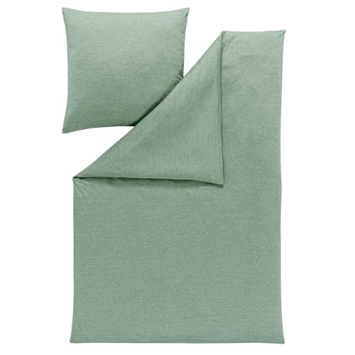 ESTELLA Mako Interlock Jersey Bettwäsche Uni Takoma mint, 1 Bettbezug 135 x 200 cm + 1 Kissenbezug 80 x 80 cm