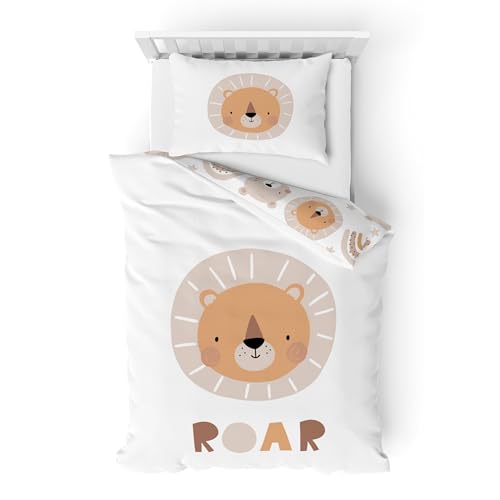 Kinderbettwäsche Biber/Flanell · Baby-Bettwäsche Little Lion weich & kuschelig für Mädchen und Jungen · 100% Baumwolle · Tiere, Löwe & Regenbogen · Bettbezug 100x135 + Kissenbezug 40x60 cm Kinderbettwäsche Biber/Flanell · Baby-Bettwäsche Little Lion weich & kuschelig für Mädchen und Jungen · 100% Baumwolle · Tiere, Löwe & Regenbogen · Bettbezug 100x135 + Kissenbezug 40x60 cm