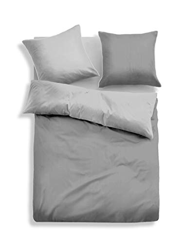 TOM TAILOR 0069940 Bettwäsche Garnitur mit Kopfkissenbezug Baumwoll-Satin Fine Stripes 1x 135x200 cm + 1x 80x80 cm grey