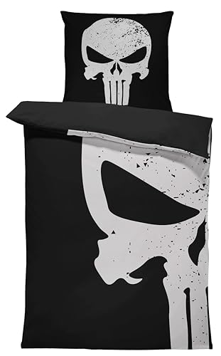 Bettwäsche 135x200 cm Totenkopf Muster Skull Bones schwarz weiß Wende Microfaser