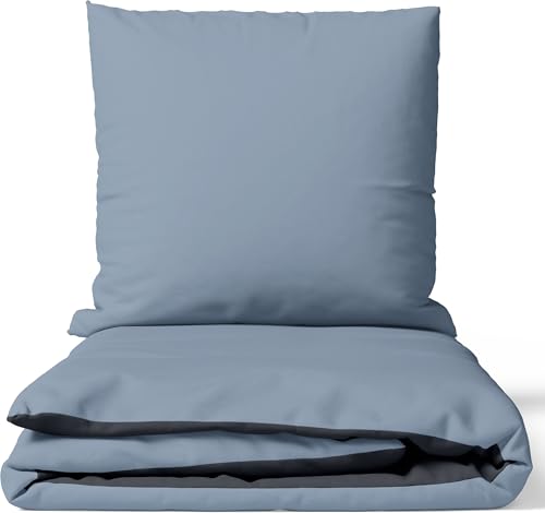 Leonado Vicenti Bettwäsche Baumwolle 200x200 cm Silber Grau Uni Einfarbig Set Schlafzimmer Garnitur Wendebettwäsche Bezug Decke mit verdecktem Reißverschluss