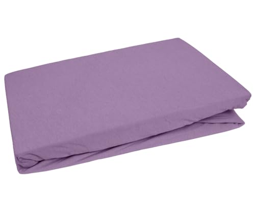 Bettwaesche-mit-Stil Jersey Spannbettlaken (Flieder rosa, 140x200 cm - 160x200 cm, Matratzenhöhe bis 25cm) viele Farben & Größen