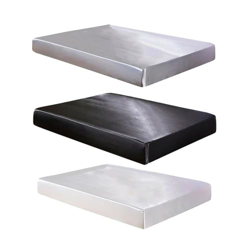 Spannbettlaken Seide Elastischer Matratzenschoner in Volltonfarbe, Spannbettlaken aus Satin-Seide, einfarbig, Bettwäsche for Einzelbett, Doppelbett, Kingsize(Black)