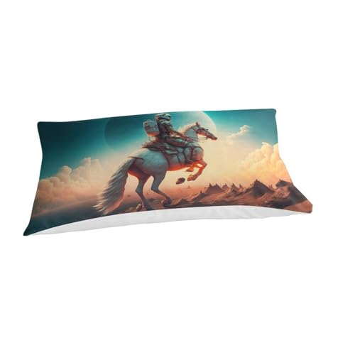 aaaaab Majestic Astronaut Horse Bettbezug Bettwäsche Kinderbettwäsche Reißverschluss Mit Kissenbezügen Betten Set Für Jungen Und Mädchen, Kinder Single?135x200cm?
