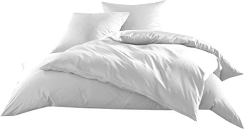 Mako-Satin Baumwollsatin Bettwäsche Uni einfarbig zum Kombinieren (Bettbezug 135 cm x 200 cm, Weiß)