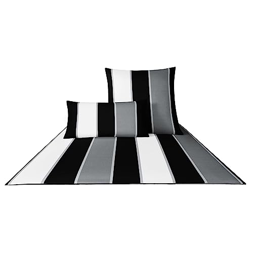 Joop! 4055 Lines Mako-Satin-Bettwäsche schwarz-weiß - 135x200 + 1 x 80x80