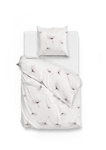Zo!Home Renforcé Bettwäsche Wertz mit Pusteblumen und Perlen Weiß 135x200 cm + 80x80 cm