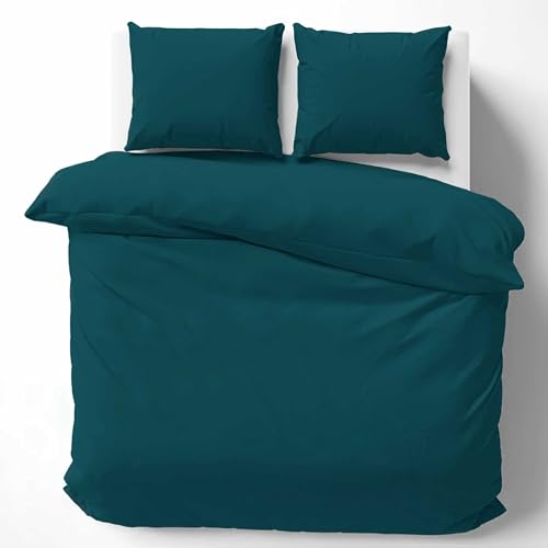 Cotton Castle Bettwäsche Bettgarnitur 100% Baumwolle 135x200 155x220 200x200 200x220, Farbe:Petrol, Größe:200 x 220