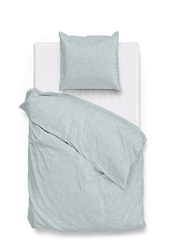 Zo!Home Perkal Bettwäsche Lino Uni Melange Mint Green 135x200 + 80x80 cm
