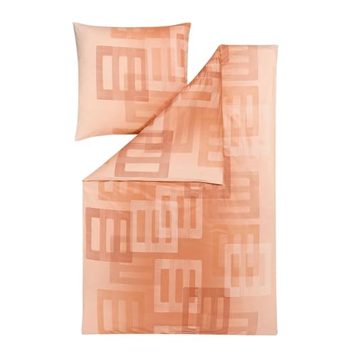 ESTELLA Mako Interlock Jersey Bettwäsche Fabian pfirsich 1 Bettbezug 135 x 200 cm + 1 Kissenbezug 80 x 80 cm