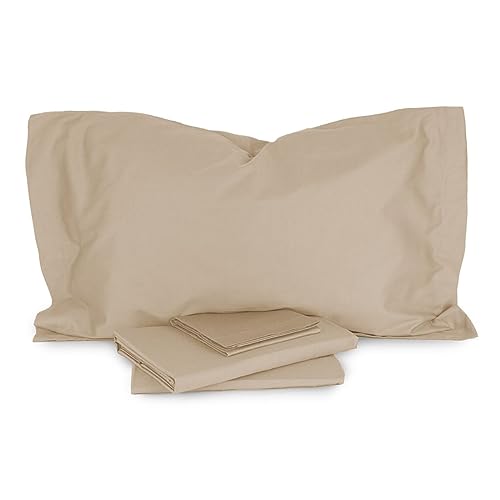 Zucchi Bettwäsche-Set aus Satin, einfarbig, für Doppelbett, Farbe: Beige, 4 m