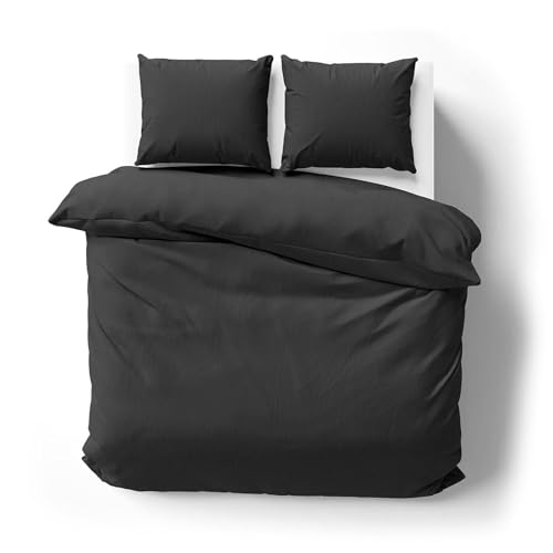 Lorena Mako-Satin Bettwäsche Venedig anthrazit 1 Bettbezug 200 x 200 cm + 2 Kissenbezüge 80 x 80 cm