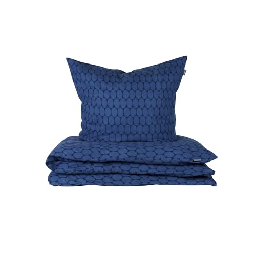 Schiesser Bettwäscheset Drops | Feinbiber | 2-teilig | Grafikprint | 100?% Baumwolle | Oeko-Tex® Made in Green Zertifiziert | Reißverschluss | 135x200cm + 80x80cm | Dunkelblau