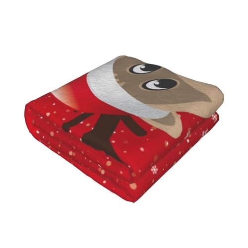 ESNAIUVCD Frohe Weihnachten, niedlicher Cartoon-Elch-Druck, weich, gemütlich, Fleece, warm, Flanell-Bettwäsche, gemütlich, leicht, warm, für alle Jahreszeiten, 101,6 x 76,2 cm, 127 x 101,6 cm, 152,4 x