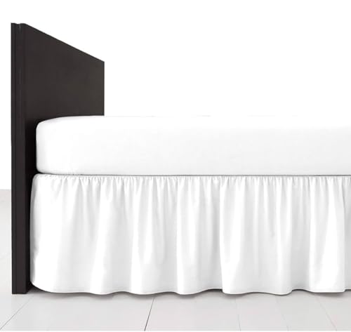 Volant-Bettlaken für King-Size-Betten, extra tief, Rüschen, 100 % ägyptische Baumwolle, gefärbtes Spannbetttuch, elastischer Boden, Bettvolant, passt über die Matratze bis zum Boden (weiß)