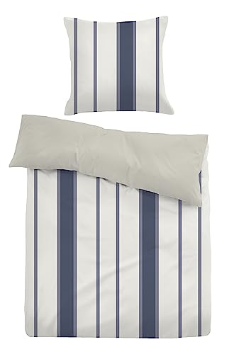 TOM TAILOR 0007709 Bettwäsche Garnitur mit Kopfkissenbezug Flanell Harper 1x 135x200 cm + 1x 80x80 cm, Stone