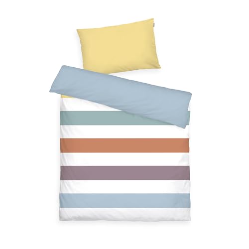 TOM TAILOR Renforcé-Babybettwäsche , 40x60 cm + 100x135 cm, 100% Baumwolle/ Renforcé, Mit Wendemotiv und farbigem Markenreißverschluss, COLORED STRIPES Bunt (Multi Color)