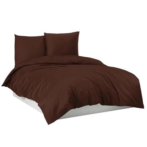 Mixibaby Bettwäsche Bettgarnitur Bettbezug 100% Baumwolle 135x200 155x220 200x200 200x220, Farbe:Braun, Größe:155 x 220 cm