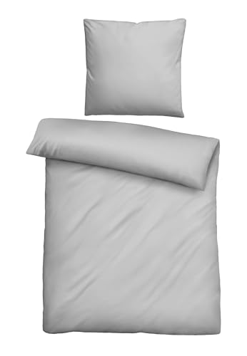 biberna Bettwäsche Tencel 0470500 Uni 1x 135x200 cm + 1x 80x80 cm, sturmgrau