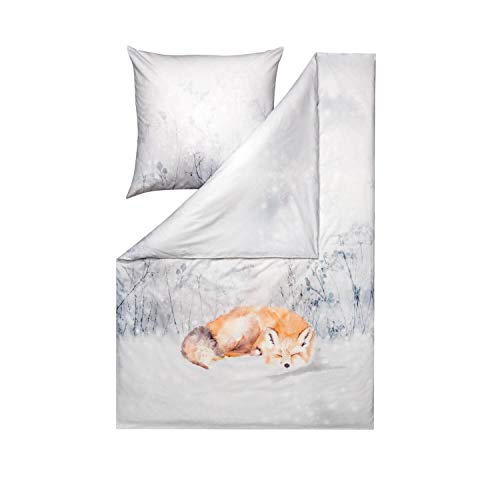 Estella Kuschelflanell Bettwäsche Felix Silber 1 Bettbezug 135 x 200 cm + 1 Kissenbezug 80 x 80 cm