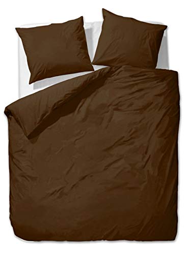 ETÉREA Mako Satin Bettwäsche 155x220cm + 80x80cm - Ganzjahresbettwäsche Bettbezug Unifarben - Bettwäsche Set mit Kissen 155x220cm Bettbezug + 80x80cm Kissenbezug Mako Satin - Made in Green - Braun