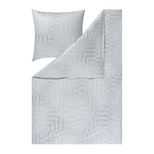 ESTELLA Mako Interlock Jersey Bettwäsche Theo Platin 1 Bettbezug 135 x 200 cm + 1 Kissenbezug 80 x 80 cm