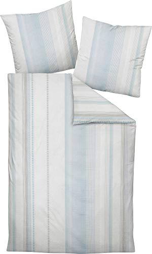  Mako Soft Seersucker Bettwäsche Tango 20081 mineralblau jadehauch 1 Bettbezug 155 x 220 + 1 Kissenbezug x