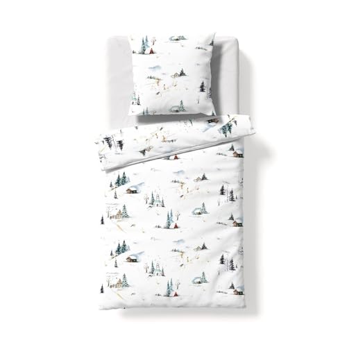 fleuresse Feinbiber Bettwäsche Aspen Tanaina blau 1 Bettbezug 155 x 220 cm + 1 Kissenbezug 80 x 80 cm