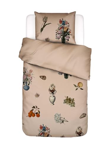 ESSENZA Bettwäsche Amadee Sand, 135x200 + 1x 80x80 cm - 100% Baumwollsatin 215TC - Blumen