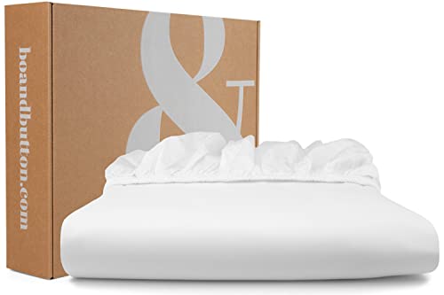 bo&button® Mako Satin Spannbettlaken | Echte Bio Luxusqualität | ALLE GRÖßEN für Matratzen & Boxspringbett Topper | 100% Baumwolle, GOTS & Fairtrade | 140x200 cm, 30 cm Höhe, White Weiss