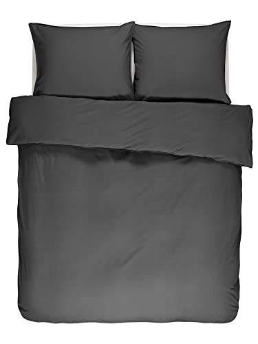 ESSENZA Bettwäsche Guy Uni Einfarbig Baumwolle Schlicht Elegant Bunt Renforcé, Größe:200 cm x 200 cm, Farbe:Anthrazit