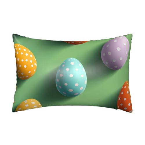 Satin-Kissenbezug mit Eier-Punkten, seidige Kissenbezüge für Haar und Haut, mit Reißverschluss, Ostern, kühlender Kissenbezug für Bettwäsche, Wohnzimmer, Sofa, 50 x 75 cm