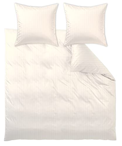 Curt Bauer Mako-Brokat-Damast Bettwäsche-Garnitur Dessin 9035 Belluno Farbe beige-0639 Größe 200x200+2x70x90cm