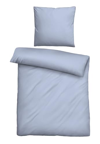 biberna Bettwäsche Tencel 0470500 Uni 1x 155x200 cm + 1x 80x80 cm, eisblau