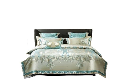 DFGBAPKBL Seidenbettwäsche-Set CottonJacquard Bettbezug-Set Super King Queen Bettwäsche-Set Bettbezug Bettlaken Kissenbezug 4/6/10 Stück(230x230cm 4pcs)