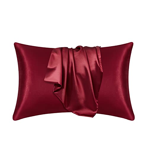 ZSREYFNB Kissenbezug Maulbeerseide Kissenbezug Echte Seide Schützen Haar Haut Kissenbezug Bettwäsche Kissenbezüge Abdeckung KissenbezüGe(Red,51cmx66 cm)