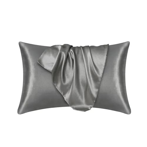 Kompatibel for 2 Stück 51 x 75 cm Seiden-Kissenbezug, Haut-Kissenbezug, Bettwäsche-Hüllen(2pcs Grey)