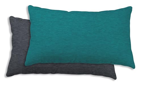 one-home Winter Biber Bettwäsche Meliert Melange Baumwolle Kuschelig Warm Weich Flanell, Größe:2er Pack 40x80 cm, Farbe:Petrol/anthrazit