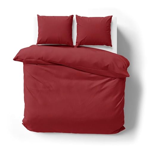 Lorena Mako-Satin Bettwäsche Venedig Burgund 1 Bettbezug 200 x 220 cm + 2 Kissenbezüge 80 x 80 cm