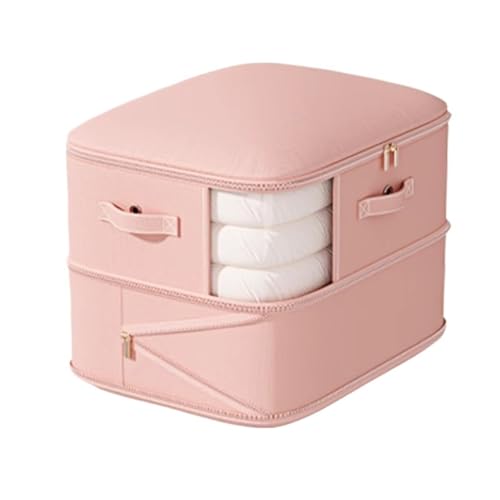 Selbstkomprimierende Aufbewahrungstasche for Bettdecken, Spartaschen for Bettwäsche(Pink-L)