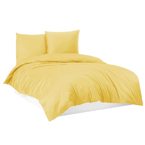 Bettwäsche Bettgarnitur Bettbezug 100% Baumwolle 135x200 155x220 200x200 200x220, Farbe:Vanille Gelb, Größe:135 x 200 cm Bettwäsche Bettgarnitur Bettbezug 100% Baumwolle 135x200 155x220 200x200 200x220, Farbe:Vanille Gelb, Größe:135 x 200 cm