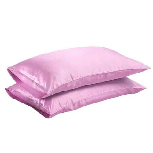 Seidenkissenbezug, seidiger Satin-Kissenbezug, Bettwäsche, Kissenbezug, glatt, weiß, schwarz, grau, himmelblau, rosa, silber (Queen Pink)