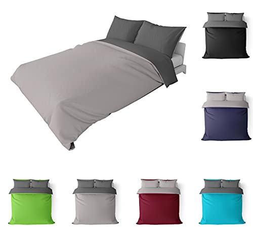 BaSaTex Bio Renforcé Bettwäsche und Kissenbezug | 100% Bio-Baumwolle | Reißverschluss | 200x200 + 2X 80x80 cm |Uni Anthrazit-Grau/Silber