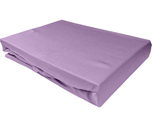 Bettwaesche-mit-Stil Mako Satin Spannbettlaken Spannlaken Spannbetttuch (90 cm x 200 cm, Matratzenhhöhe 5-10cm, Flieder)