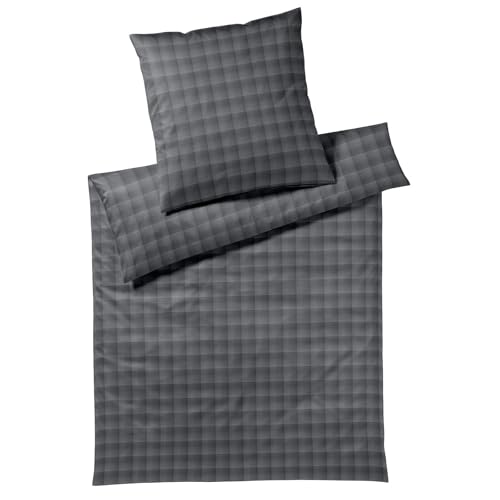 JOOP! Flanell Bettwäsche Soft Checks Anthracite Kissenbezug einzeln 40x80 cm