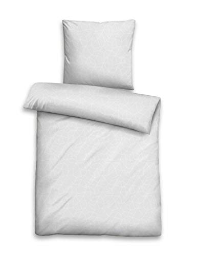 biberna 0676067 Bettwäsche Kopfkissenbezug GOTS Jacqaurd-Satin 1x 40x80 cm sturmgrau