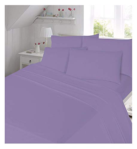 MA ONLINE Luxuriöse Bettwäsche aus gebürsteter Baumwolle und Biber, 1 Paar Kissenbezüge, Einzel-, Doppel-, King-Size-Bett (Bettlaken für Einzelbett, Flieder MA ONLINE Luxuriöse Bettwäsche aus gebürsteter Baumwolle und Biber, 1 Paar Kissenbezüge, Einzel-, Doppel-, King-Size-Bett (Bettlaken für Einzelbett, Flieder