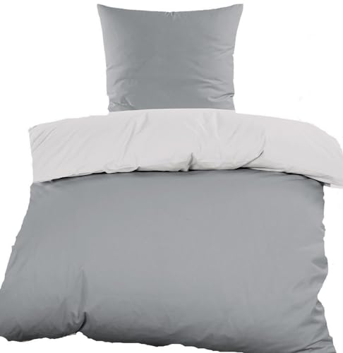 KH-Haushaltshandel 2-TLG. Satin Wende Bettwäsche, 135x200+80x80cm, 100% Baumwolle, grau/Silber, Uni/einfarbig (P-SatGrauSilber) KH-Haushaltshandel 2-TLG. Satin Wende Bettwäsche, 135x200+80x80cm, 100% Baumwolle, grau/Silber, Uni/einfarbig (P-SatGrauSilber)